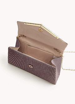 front Plissierte Clutch mit Schimmer und Metall