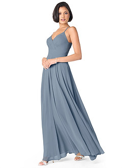 Azazie Avelina Bridesmaid Dresses Twilight A-Line V-Neck Pleated Chiffon Dress image3