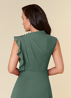 Azazie Narine Mère de la mariée Robes Robe Trapèze en Mousseline de soie Encolure haute plissée Mousse De Mer image6