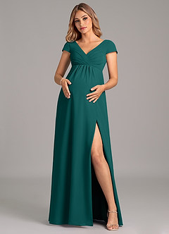 Azazie Allessia Maternity Bridesmaid Dresses A-Line Pleated Chiffon Floor-Length Dress image5