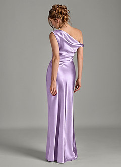 Azazie Emerson Bridesmaid Dresses Lilac Mermaid Off the Shoulder Metallic Satin Dress image2