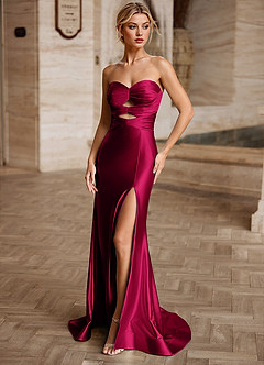 Aelina Wine Cutout Corset Satin Prom Dress image7