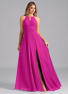 Azazie Denver Jurken voor bruidsmeisjes Jurk van Chiffon met A-Lijn Geplooid Fuchsia image3