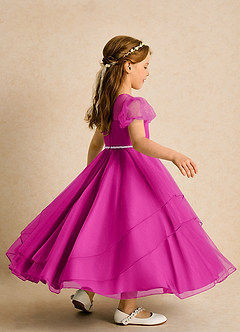 Azazie Duckie Abiti da Ragazza di Fiori Abito Principessa in Tulle Plissettato Fucsia image2