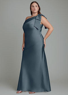 Azazie Yuanna Bridesmaid Dresses Twilight Mermaid One Shoulder Stretch Satin Dress image12