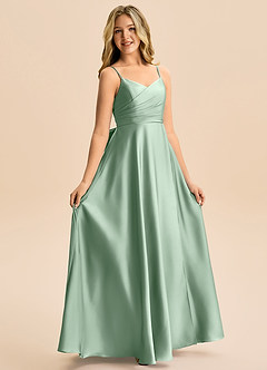 Azazie Rumi Junior Klä av A-Line i Stretch Satin Plisserad image5