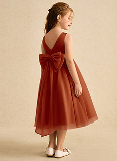 Azazie Winnie Flower Girl Dresses Paprika Ball-Gown Bow Tulle Dress image3