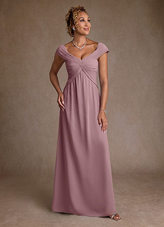 Azazie Myrtle Abiti per la Madre della Sposa Abito A-Line in Chiffon Plissettato Rosa Polverosa image1