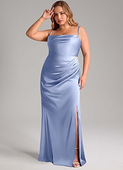 Azazie Leonis Vestidos de damas de honor Vestido de Hielo de Satén Elástico de Corte Sirena Convertible con Plisado image11