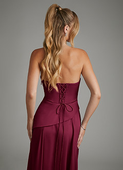 Azazie Gabriela Brudtärnklänningar Klänning av A-linje i Stretch Satin Korsett Bourgogne image9