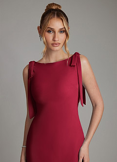 Azazie Luddie Bridesmaid Dresses Burgundy Mermaid Bow Chiffon Dress image3