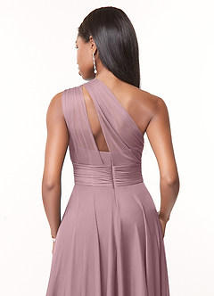 Azazie Charlize Bridesmaid Dresses Dusty Rose A-Line One Shoulder Mesh Dress image4