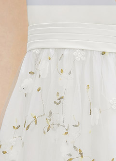 Azazie Pollie Flower Girl Dresses Ivory A-Line Bow Tulle Dress image9