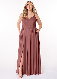 Azazie Cora Bridesmaid Dresses Desert Rose A-Line Pleated Chiffon Dress image6
