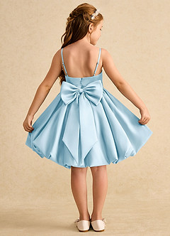 Azazie Davine vestidos de niña de las flores Vestido de Azul Cielo de Satin Mate de Corte En A con Tirante Espagueti image1