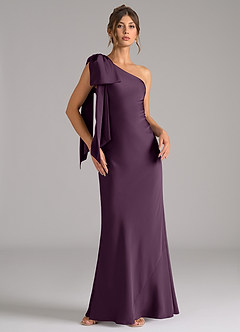 Azazie Capri Brautjungfernkleider Meerjungfrau-Linie One-Shoulder Stretch-Satin Kleid Pflaume image1