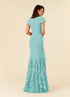 Azazie Bailora Mother of the Bride Dresses Aqua Mermaid Ruched Chiffon Dress image3