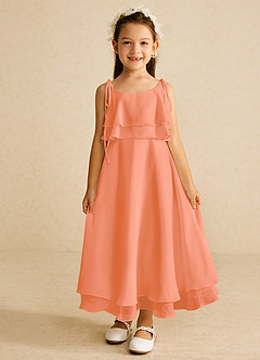 Azazie Temi Flower Girl Dresses Sunset A-Line Spaghetti Strap Chiffon Dress image4
