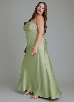 Azazie Saylor Jurken voor bruidsmeisjes Jurk van Stretch Satijn met Zeemeermin Strapless Stoffige Salie image13