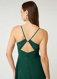 Azazie Minie Bridesmaid Dresses Emerald A-Line Bow Chiffon Dress image7