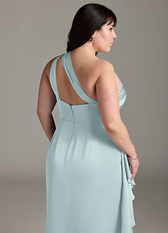 Azazie Maive Robes de demoiselle d'honneur Robe Fourreau en Satin extensible Rayé Brume image12
