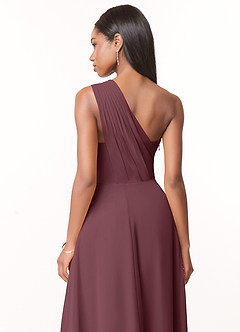 Azazie Ashley Brautjungfernkleider A-Linie Gestreift Chiffon Kleid Sangria image3