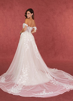 Azazie Evergarden Wedding Dresses Diamond White Champagne A-Line Sequins Tulle Dress image8