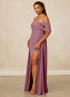 Christian Siriano Bridal for Azazie 1014 Bridesmaid Dresses Vintage Mauve A-Line Off the Shoulder Chiffon Dress image14