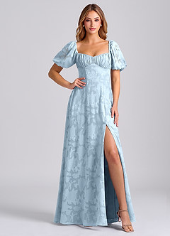 Azazie Mirian Brudtärnklänningar Klä av A-Linje i Blommig Utbrändhet Älskling Halsringning Himmelsblå image5