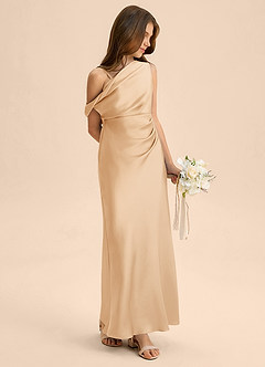 Azazie Emerson Junior Robe Fourreau en Satin extensible Épaule décolletée Or image4