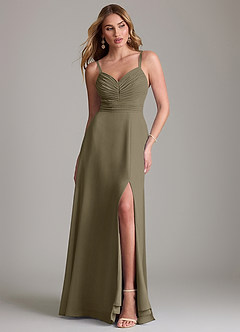 Azazie Terese Bridesmaid Dresses Willow Green A-Line Pleated Chiffon Dress image1