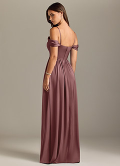 Azazie Calianna Bridesmaid Dresses Vintage Mauve A-Line Off the Shoulder Stretch Satin Convertible Dress image10