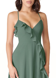 Azazie Tarni Bridesmaid Dresses Eucalyptus A-Line Chiffon Dress image5