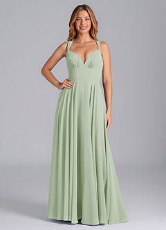 Azazie Darana Final Sale Dusty Sage A-Line Corset Chiffon Dress image1