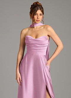 Azazie Ayla Abiti da Damigella Abito A-Line in Raso Elasticizzato Corsetto Rosa Confetto image2