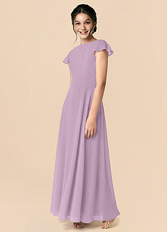 Azazie Payton Junior Wisteria A-Line Bow Chiffon Dress image4
