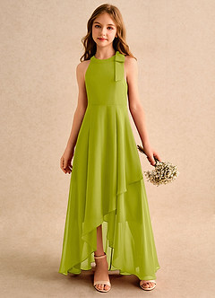 Azazie Boop Girls Formal Blumenmädchenkleider A-Linie Schleifen Chiffon Kleid Zitronengras image4