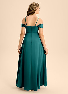 Azazie Anselie Junior Vestido de Pavo Real de Satén Elástico de Corte En A con Vestidos sin tirantes image2