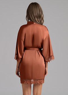 front Matching Color Satin Lace Robe