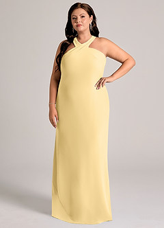 Azazie Doretta Bridesmaid Dresses Butter Mermaid Pleated Chiffon Dress image8