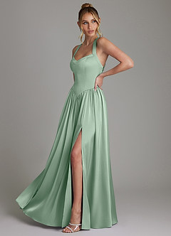 Azazie Francis Morsiusneito Mekot A-linja Korsetti Joustava satiini Lattian pituus Pukeutua image5