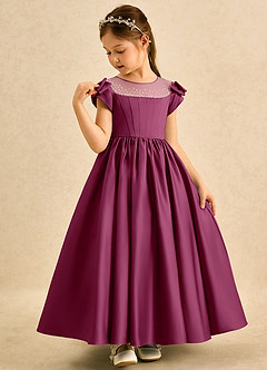 Azazie Toffee Abiti da Ragazza di Fiori Abito Stile Principessa in Raso Opaco Fiocco Gelso image4