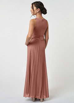 Azazie Lindie Junior Cedar Rose A-Line Pleated Chiffon Dress image4