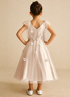 Azazie Minia Flower Girl Dresses White Alabaster A-Line Bow Matte Satin Dress image6