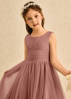 Azazie Macaron Flower Girl Dresses Cedar Rose A-Line Pleated Tulle Dress image5