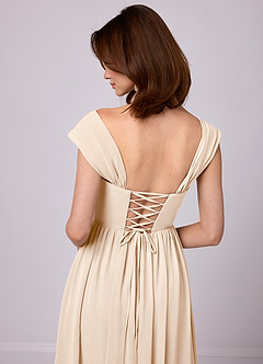 Barbie ♥ Azazie Bridesmaid Dresses White Alabaster A-Line Corset Chiffon Dress image13
