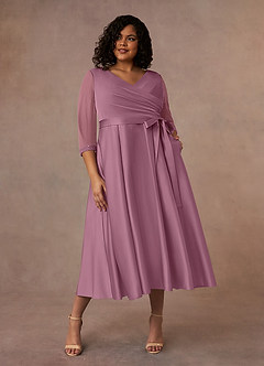 Azazie Maritza vestidos de madre de la novia Vestido de Malva Vintage de Satin Mate de Corte En A con Plisado image7