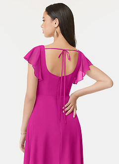 Azazie Bondi Bridesmaid Dresses Fuchsia A-Line Ruffled Chiffon Dress image5