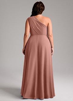 Azazie Phaedra Bridesmaid Dresses Cedar Rose A-Line One Shoulder Chiffon Dress image10