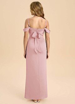 Azazie Saige Junior Abito Tubino in Raso Elasticizzato a Spalla Scoperta Rosa Cipria image2